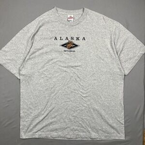 Intex Ketchikan Alaska Short Sleeve Tee Size 2XL Moose Embroidered Gray